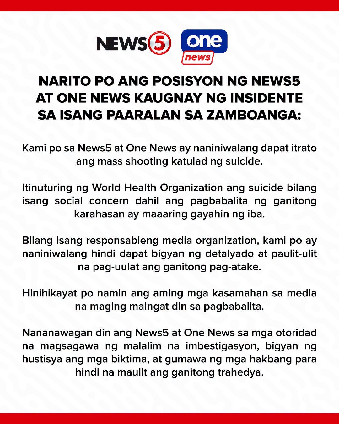 Pioneering Responsible Journalism: News5 and One News Lead Media Sector with Stance on Mass Shootings Coverage