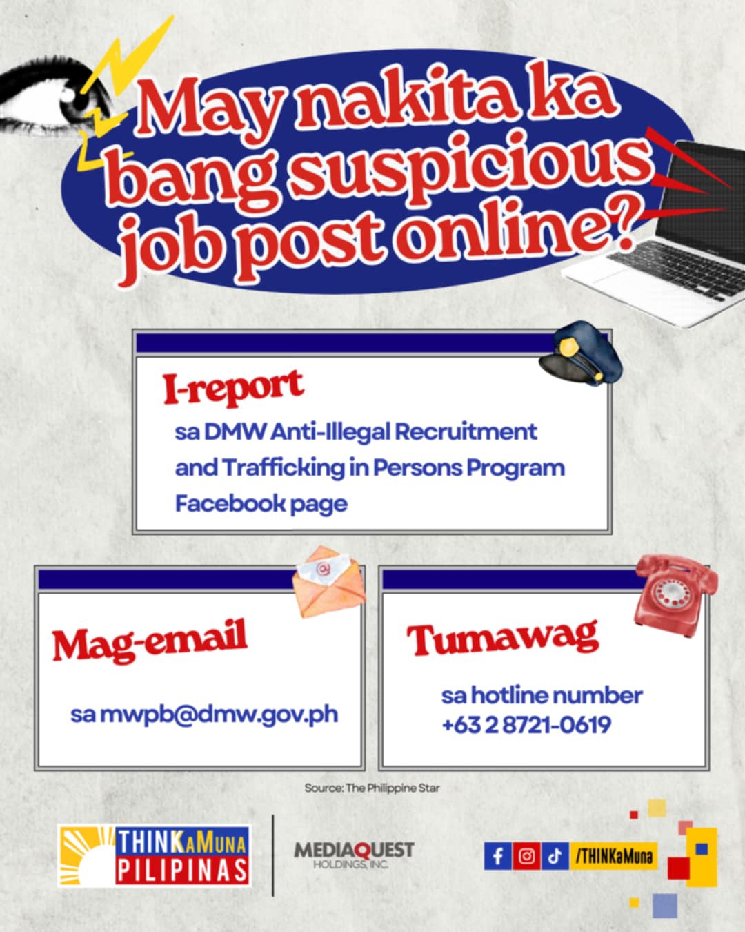 Naghahanap ka ba ng work online? Hinay-hinay sa mga nakikitang online job listing dahil nagagamit din ‘yan sa pangloloko ng kapwa!
Noong 2024, mahigit 71,000 job posts sa social media ang inalis ng Department of Migrant Workers with the help of Meta Philippines at TikTok Philippines.